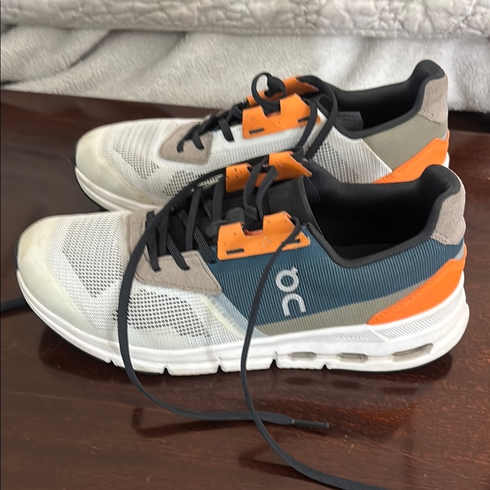 On Running Athletic Shoes Orange and Blue Cushioned Midsole